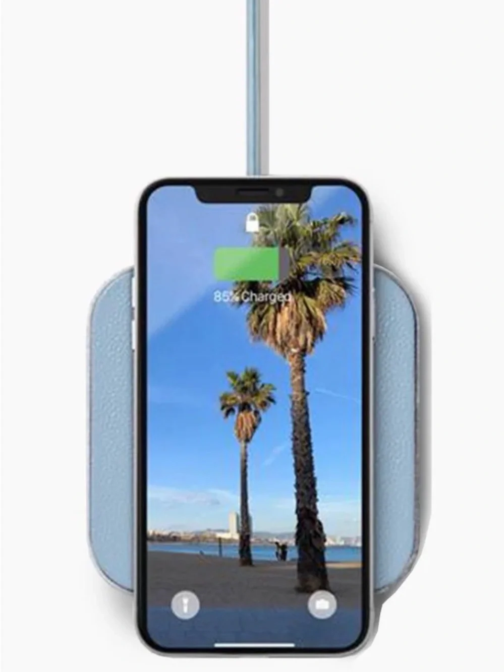 Courant Catch-1 Wireless Charger -Italian Leather in Pacific Blue